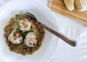 MEATBALLS IN A CREAMY HORSERADISH AND DILL SAUCE WITH BUCKWHEAT