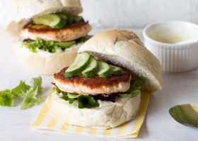 Salmon Burgers with a Caper Yoghurt Dressing